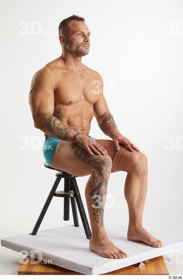 Man White Muscular Male Studio Poses