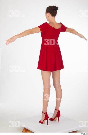 Isabella De Laa drape dressed red high heels sandals red short dress t pose whole body  jpg