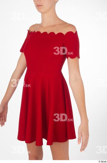 Isabella De Laa drape dressed red short dress upper body  jpg