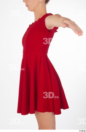 Isabella De Laa drape dressed red short dress upper body  jpg