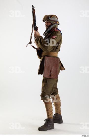 Whole Body Weapons-Rifle Man Pose with machine rifle White Army Athletic Bearded Studio photo references