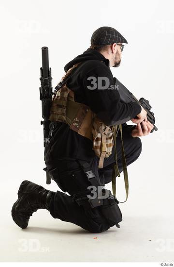 Whole Body Weapons-Rifle Man Pose with machine rifle White Army Athletic Bearded Studio photo references