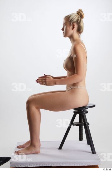 Woman White Slim Female Studio Poses