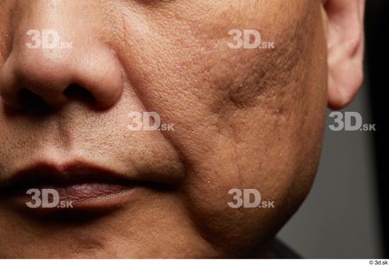 Face Mouth Nose Cheek Skin Man Asian Chubby Wrinkles Studio photo references