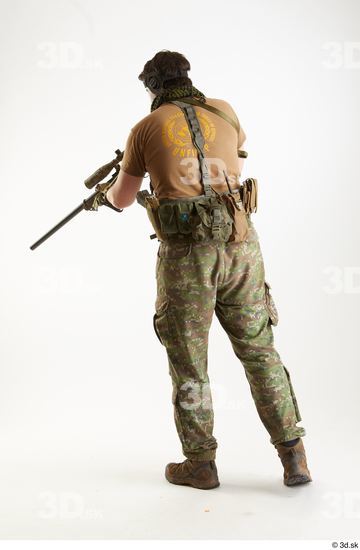 Whole Body Weapons-Rifle Man Pose with machine rifle White Army Athletic Studio photo references