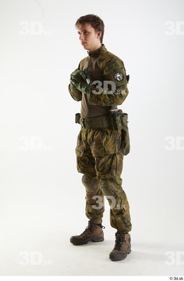 Whole Body Weapons-Pistol Man Pose with pistol White Army Athletic Studio photo references