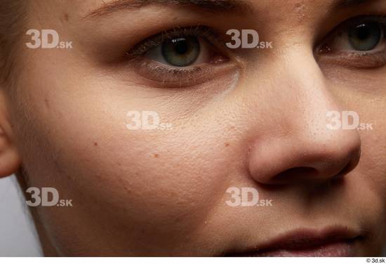 Woman White Slim Face Skin Textures