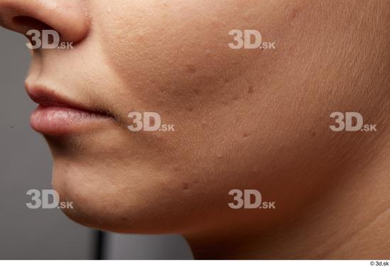 Woman White Slim Face Skin Textures