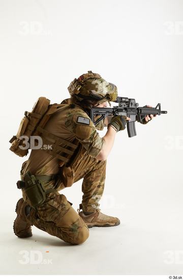 Whole Body Weapons-Rifle Man Pose with machine rifle White Army Athletic Studio photo references