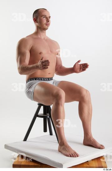 Man White Muscular Male Studio Poses