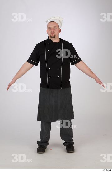 Whole Body Man White Uniform Chubby Bearded Studio photo references