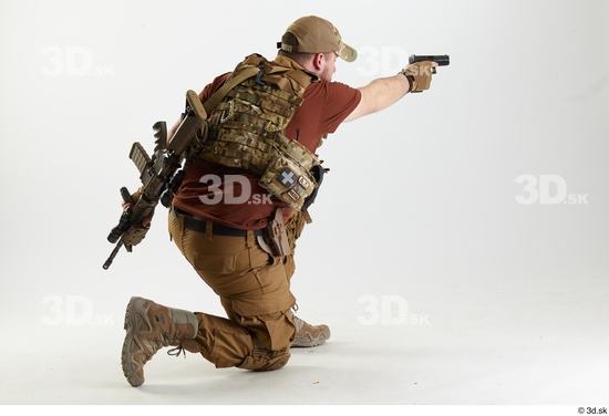 Whole Body Weapons-Pistol Man Pose with pistol White Army Athletic Bearded Studio photo references