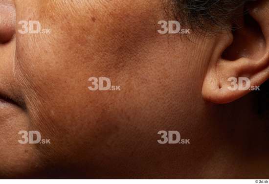 Face Cheek Ear Skin Woman Black Slim Wrinkles Studio photo references