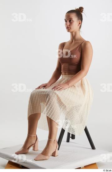 Woman White Slim Female Studio Poses