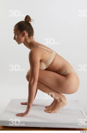 Woman White Slim Female Studio Poses