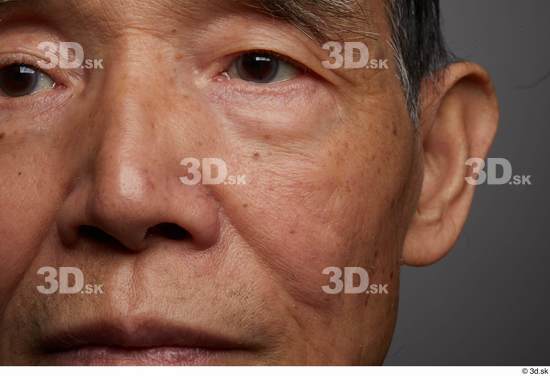 Eye Face Mouth Nose Cheek Ear Skin Man Asian Slim Wrinkles Studio photo references