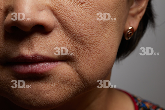 Face Mouth Nose Cheek Skin Woman Asian Slim Wrinkles Studio photo references