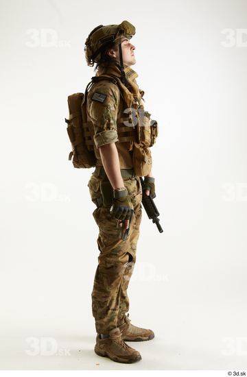 Whole Body Weapons-Rifle Man Pose with machine rifle White Army Athletic Studio photo references