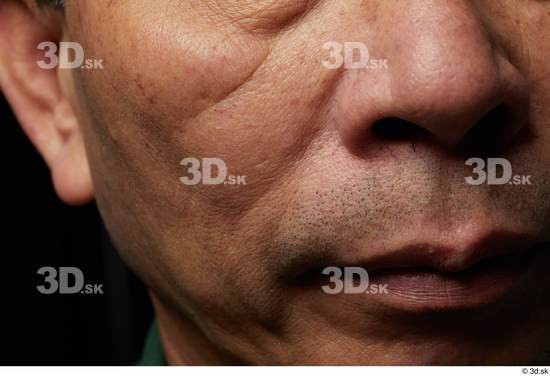 Face Mouth Nose Cheek Skin Man Asian Slim Wrinkles Studio photo references