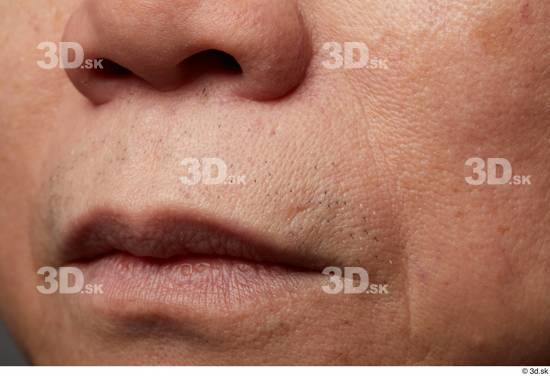 Face Mouth Skin Man Asian Slim Wrinkles Studio photo references