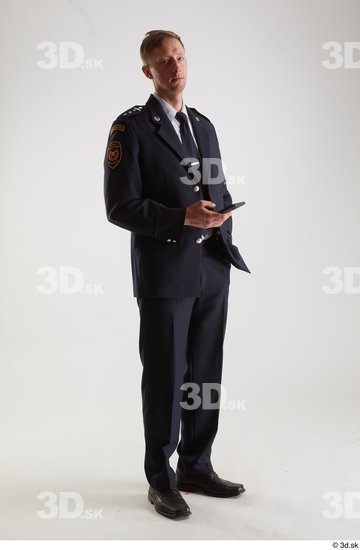 Whole Body Man White Uniform Slim Studio photo references