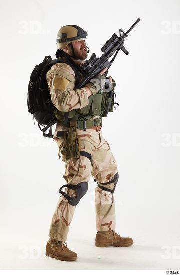 Whole Body Weapons-Rifle Man Pose with machine rifle White Army Athletic Bearded Studio photo references