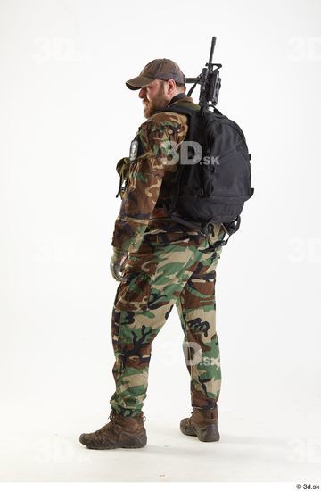 Whole Body Weapons-Rifle Man Pose with machine rifle White Army Athletic Bearded Studio photo references