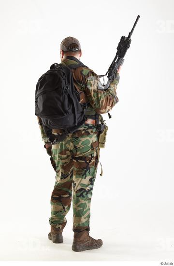 Whole Body Weapons-Rifle Man Pose with machine rifle White Army Athletic Bearded Studio photo references