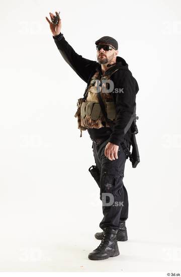 Whole Body Weapons-Other Man White Army Athletic Bearded Studio photo references