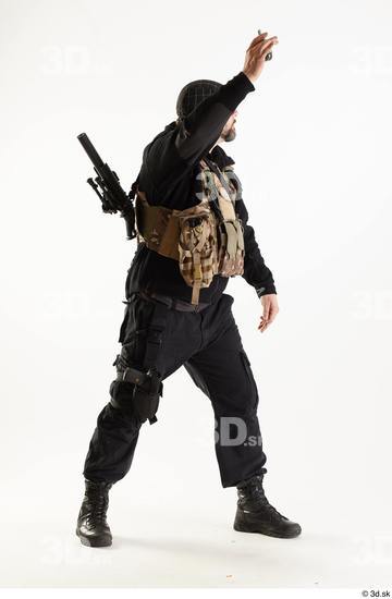 Whole Body Weapons-Other Man White Army Athletic Bearded Studio photo references