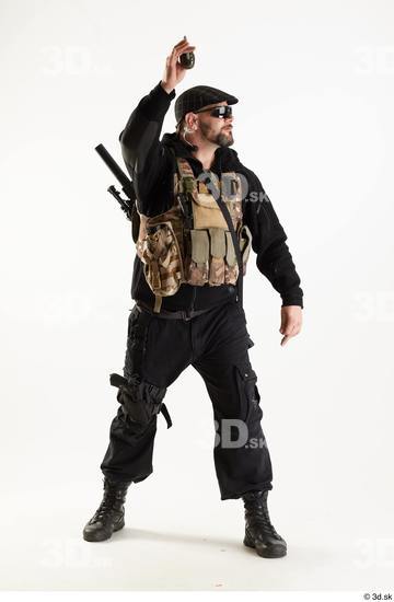 Whole Body Weapons-Other Man White Army Athletic Bearded Studio photo references