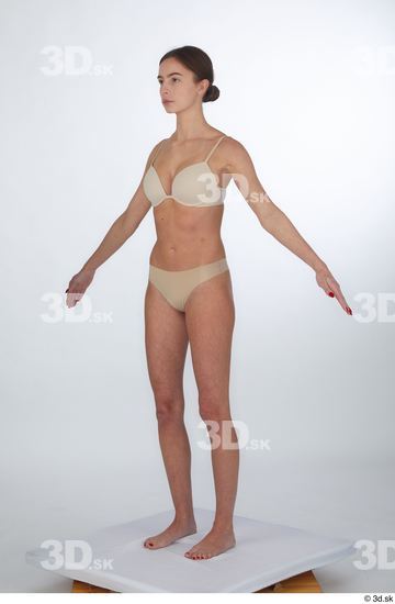 Woman White Slim Female Studio Poses