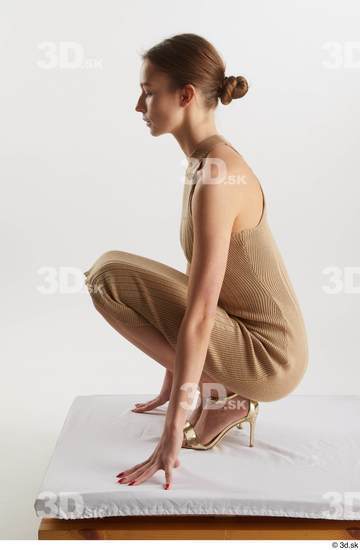 Woman White Slim Female Studio Poses