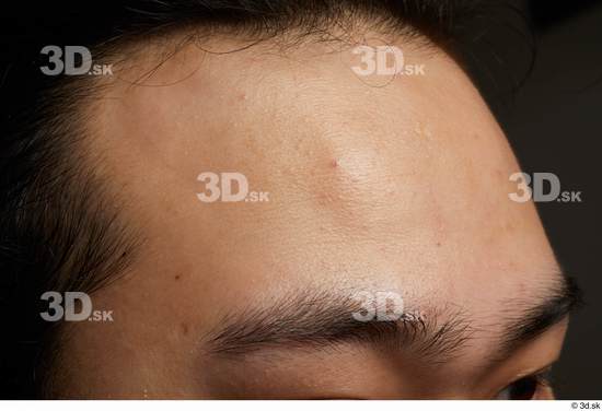 Man Asian Chubby Face Skin Textures