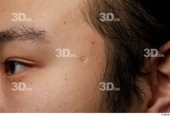 Man Asian Chubby Face Skin Textures