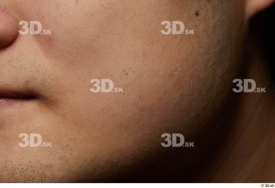 Man Asian Chubby Face Skin Textures