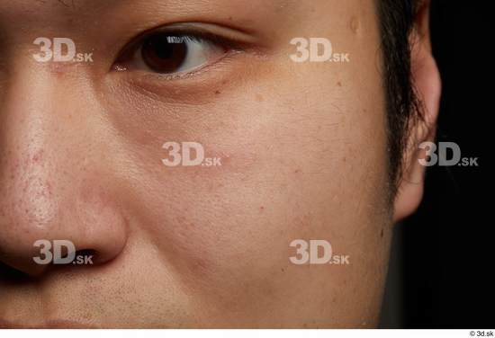 Man Asian Chubby Face Skin Textures