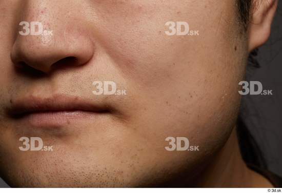 Man Asian Chubby Face Skin Textures