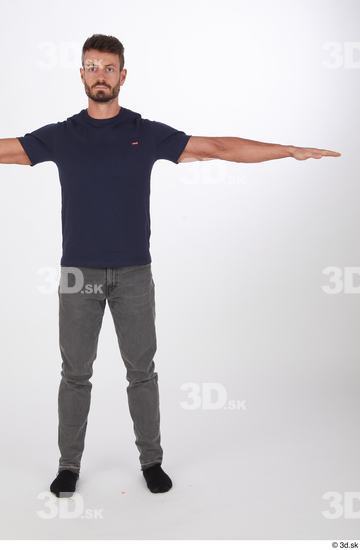 Whole Body Man T poses White Casual Slim Athletic Standing Street photo references