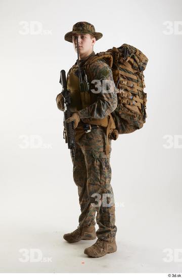 Whole Body Weapons-Rifle Man Pose with machine rifle White Army Athletic Studio photo references