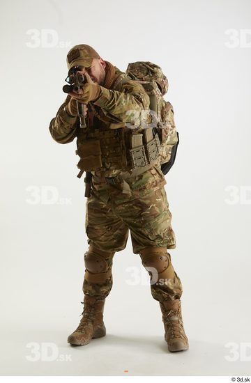 Whole Body Weapons-Rifle Man Pose with machine rifle White Army Athletic Bearded Studio photo references