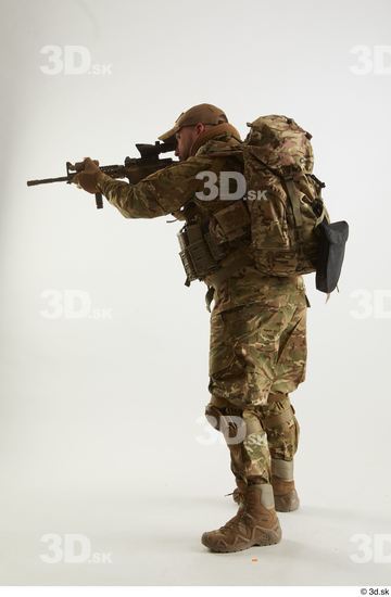 Whole Body Weapons-Rifle Man Pose with machine rifle White Army Athletic Bearded Studio photo references