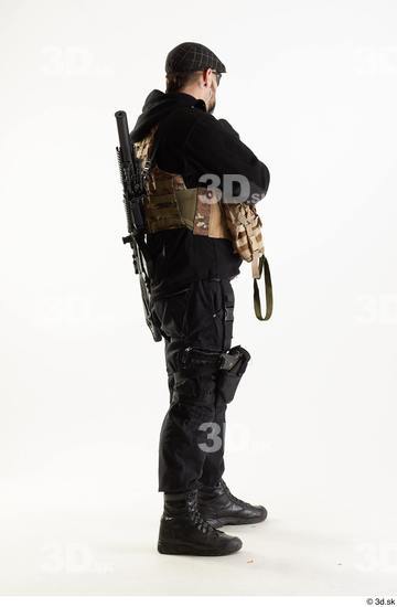 Whole Body Weapons-Rifle Man Pose with machine rifle White Army Athletic Bearded Studio photo references