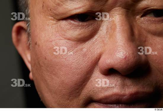 Eye Nose Cheek Skin Man Asian Slim Wrinkles Studio photo references