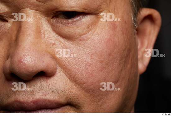 Eye Mouth Nose Cheek Ear Skin Man Asian Slim Wrinkles Studio photo references