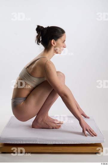 Woman White Slim Female Studio Poses