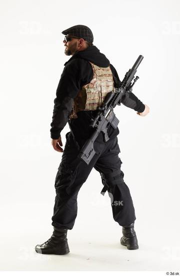 Whole Body Weapons-Rifle Man Pose with machine rifle White Army Athletic Bearded Studio photo references