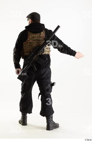 Whole Body Weapons-Rifle Man Pose with machine rifle White Army Athletic Bearded Studio photo references