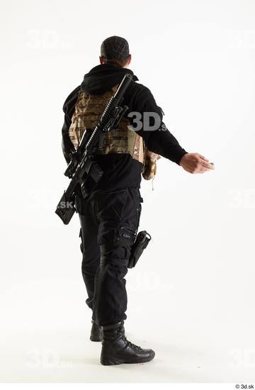 Whole Body Weapons-Rifle Man Pose with machine rifle White Army Athletic Bearded Studio photo references