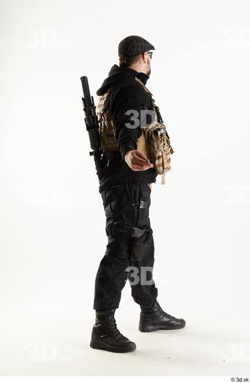 Whole Body Weapons-Rifle Man Pose with machine rifle White Army Athletic Bearded Studio photo references